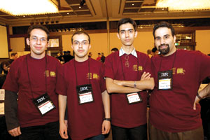  اعضای تیم ایران در مسابقات 2007 از چپ به راست: کیان میرجلالی، حامد احمدی‌نژاد، محمد میهنی و مربی تیم کامران باور